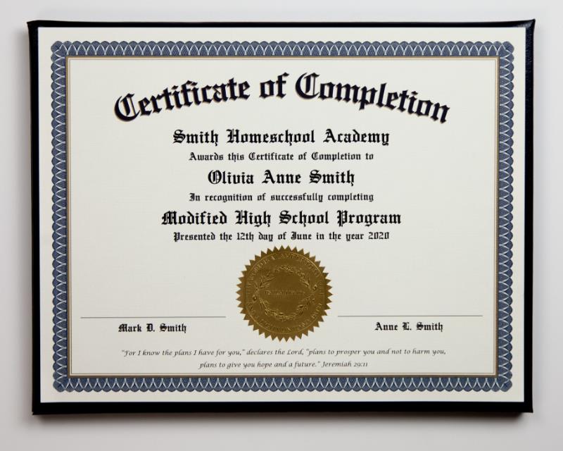 High School Certificate Of Completion Example